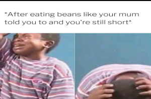 When you eat beans and you're still short meme